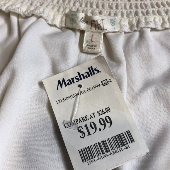 White Boho Cruise Wear Lace Off Shoulder Sun Dress NWT Large Light Weight - Picture 7 of 7